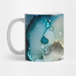 Abstract acrylic art in teal and gold Mug